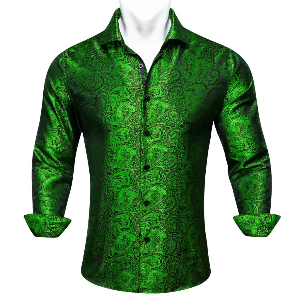 Designer Mens Shirts Silk Long Sleeve Green Flower Paisley Embroidered Slim Fit Male Blouses Casual Tops Barry Wang
Designer Mens Shirts Silk Long Sleeve Green Flower Paisley Embroidered Slim Fit Male Blouses Casual Tops Barry Wang