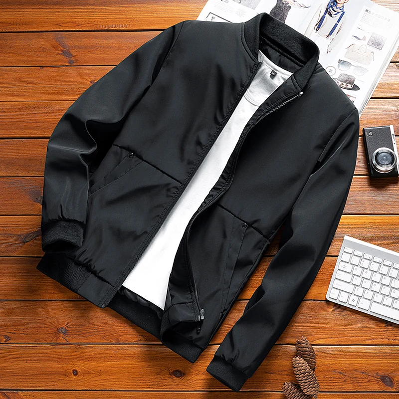 

Мужская повседневная куртка-бомбер, однотонная модная уличная ветровка, высококачественные мужские бейсбольные куртки, новинка 2023, мужская деловая куртка