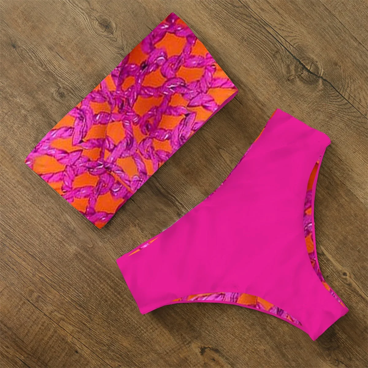 Bikini estampado de cintura alta para mujer, traje de baño de banda cruzado en la espalda, ropa de playa, 2024 Bikini estampado de cintura alta para mujer, traje de baño de banda cruzado en la espalda, ropa de playa, 2024
