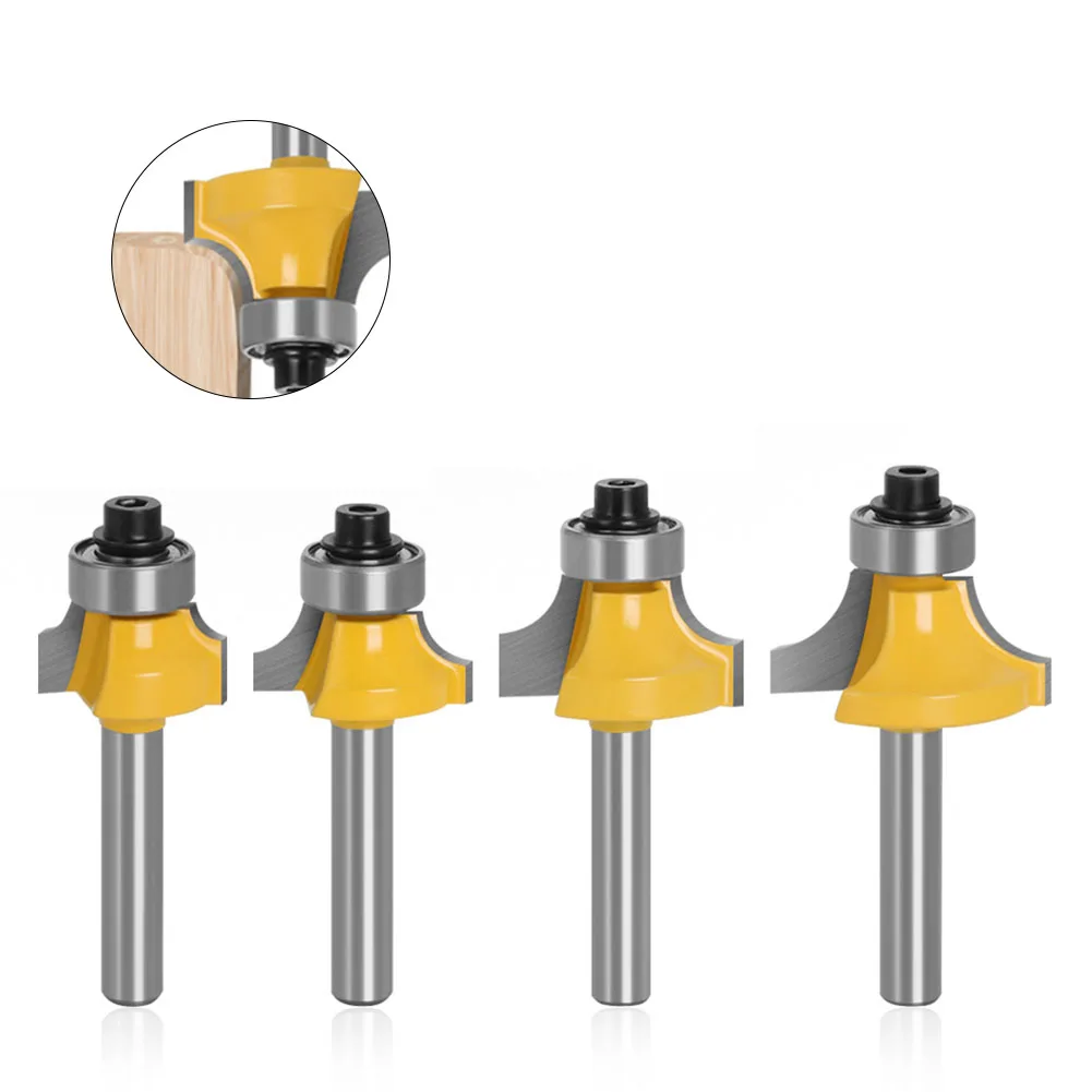 4pc 6mm Shank Corner Round Over Router Bit With Bearing Tungsten Carbide Milling Cutter For Wood Slotting Woodworking Tool
4pc 6mm Shank Corner Round Over Router Bit With Bearing Tungsten Carbide Milling Cutter For Wood Slotting Woodworking Tool