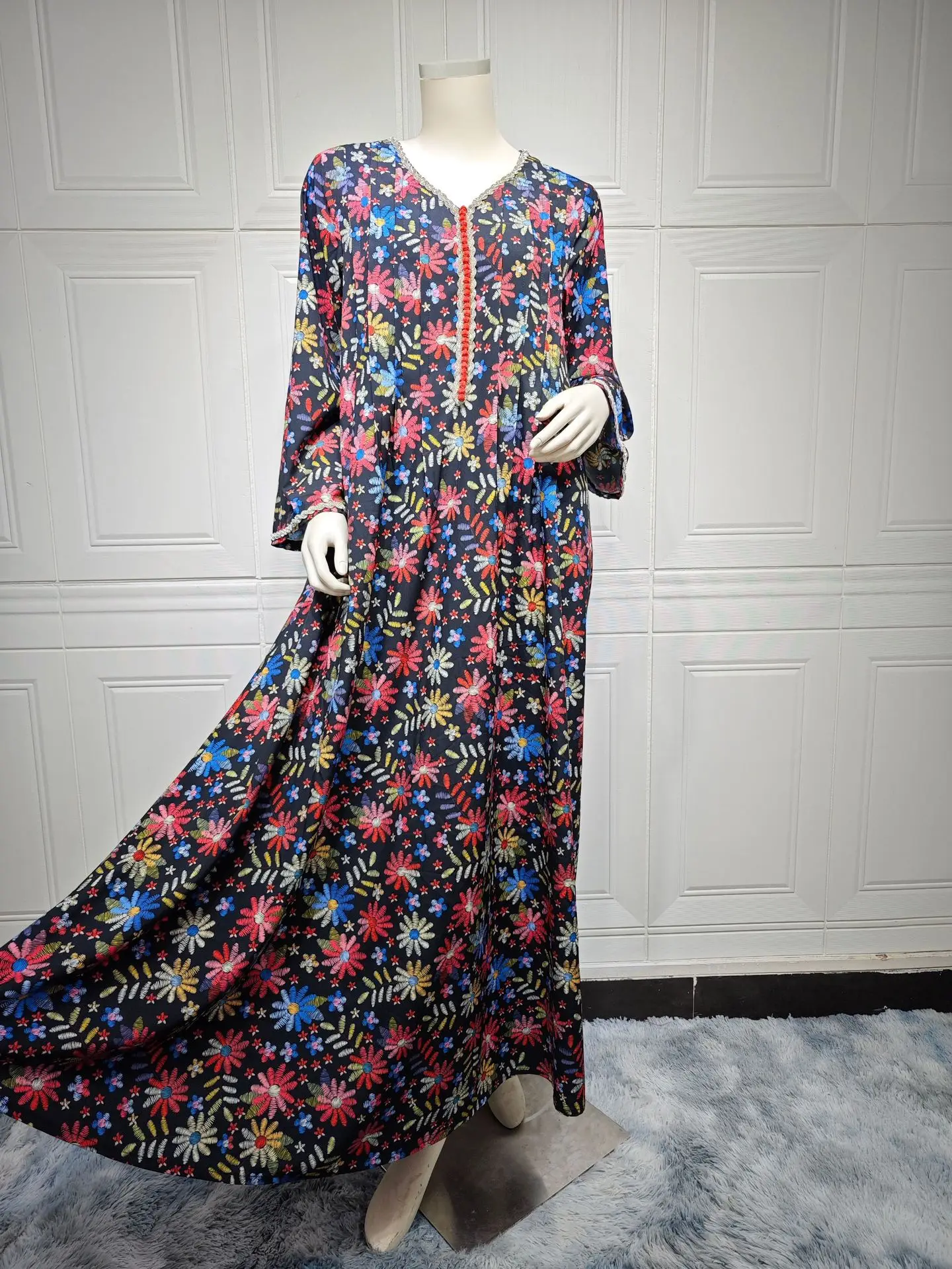 فستان عباية إسلامية للنساء ، مطبوع بالورود ، الماس ، الجلابية ، فساتين حفلات المغرب ، قفطان إسلام فيستدوس ، رداء عربي طويل ، دبي فستان عباية إسلامية للنساء ، مطبوع بالورود ، الماس ، الجلابية ، فساتين حفلات المغرب ، قفطان إسلام فيستدوس ، رداء عربي طويل ، دبي