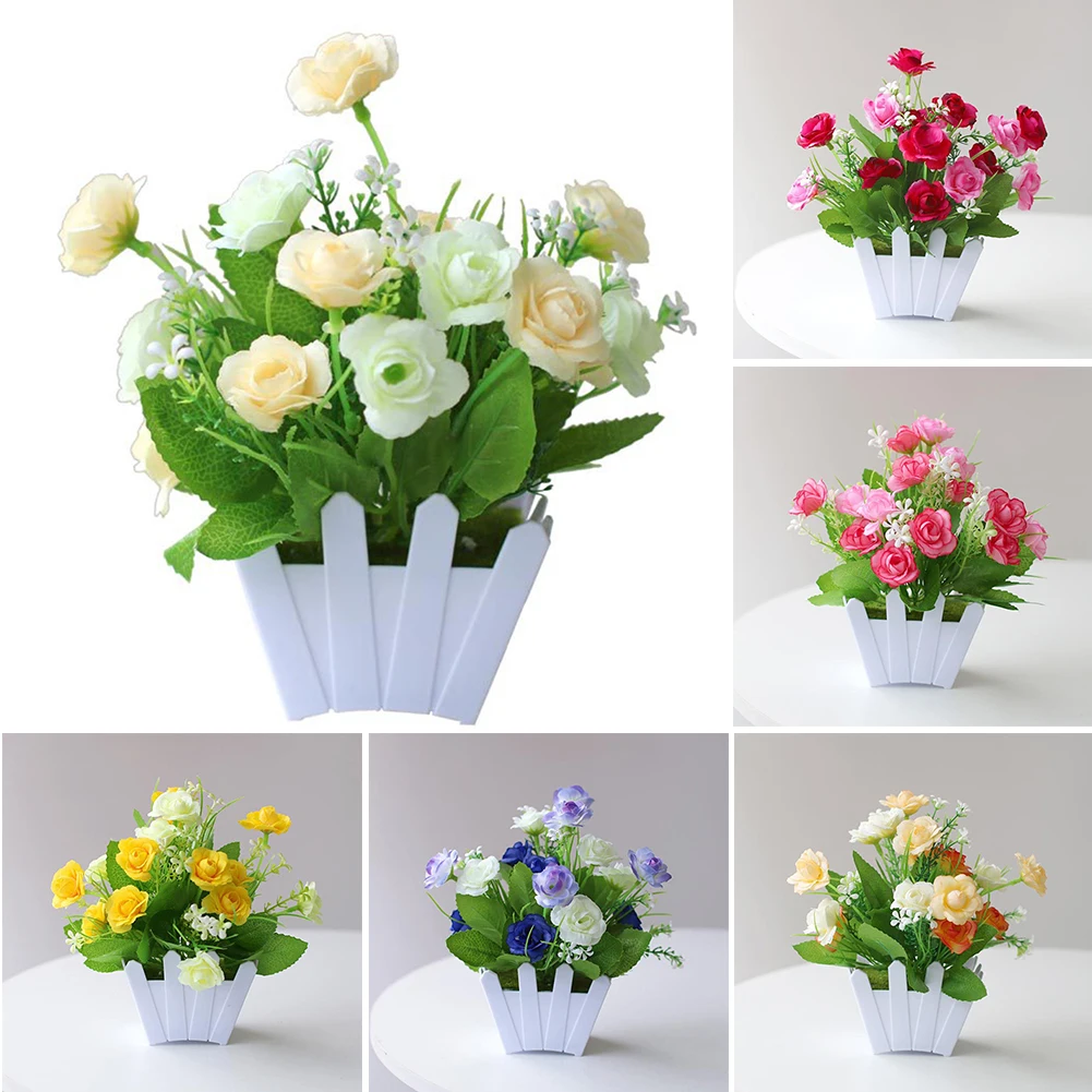 Artificial Pot Flower Simulated Plastic Flower Fake False Plants Green Plant Potting Rose Fence Flower Home Garden Decoration
Artificial Pot Flower Simulated Plastic Flower Fake False Plants Green Plant Potting Rose Fence Flower Home Garden Decoration