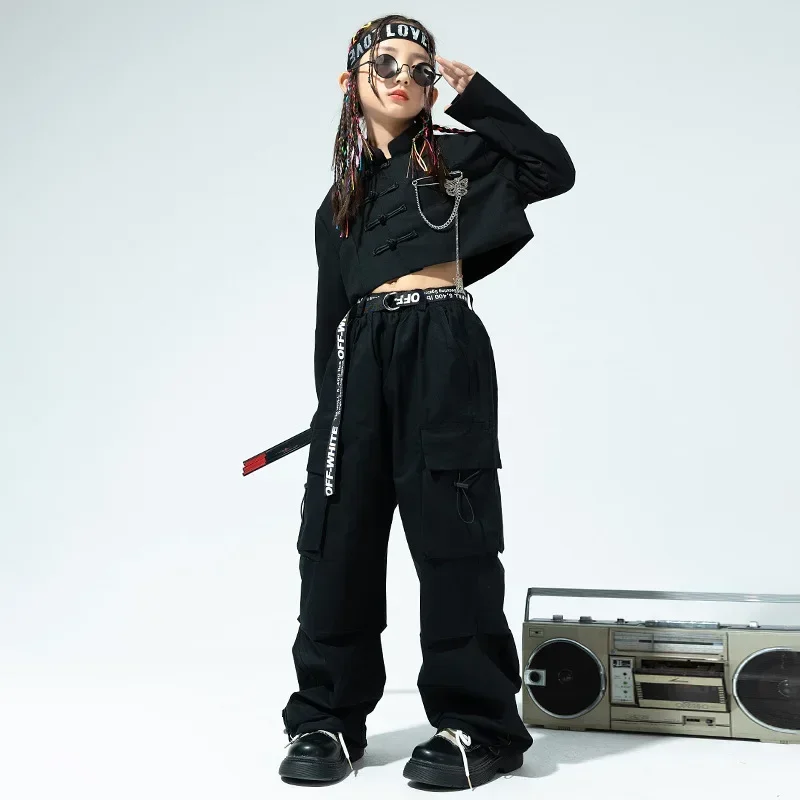 Kid Chinese Style Hip Hop Clothing Black Frog Button Shirt Crop Top Casual Wide Cargo Pants for Girl Jazz Dance Costume Clothes
Kid Chinese Style Hip Hop Clothing Black Frog Button Shirt Crop Top Casual Wide Cargo Pants for Girl Jazz Dance Costume Clothes