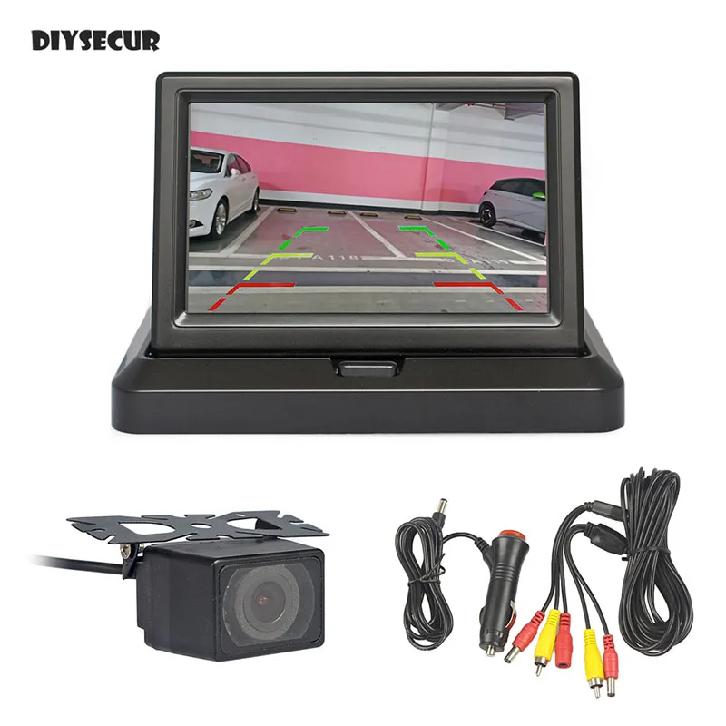

DIYSECUR 5 Inch Rear View Monitor Car Monitor Waterproof IR Night Vision Rear View Car Camera Parking System Kit