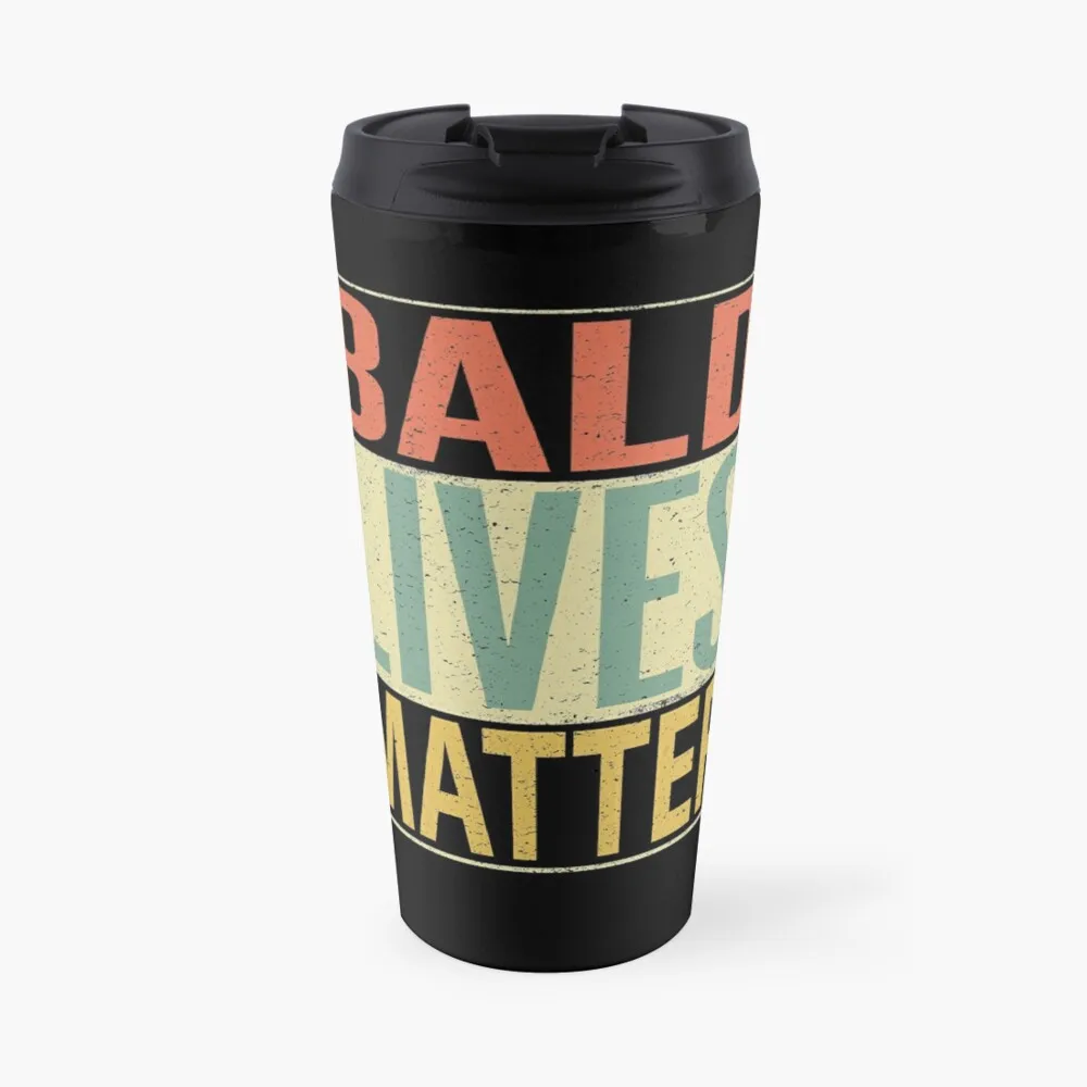 

Bald Lives Matter Design Vintage Retro Travel Coffee Mug Thermo For Coffee Nespresso Cup