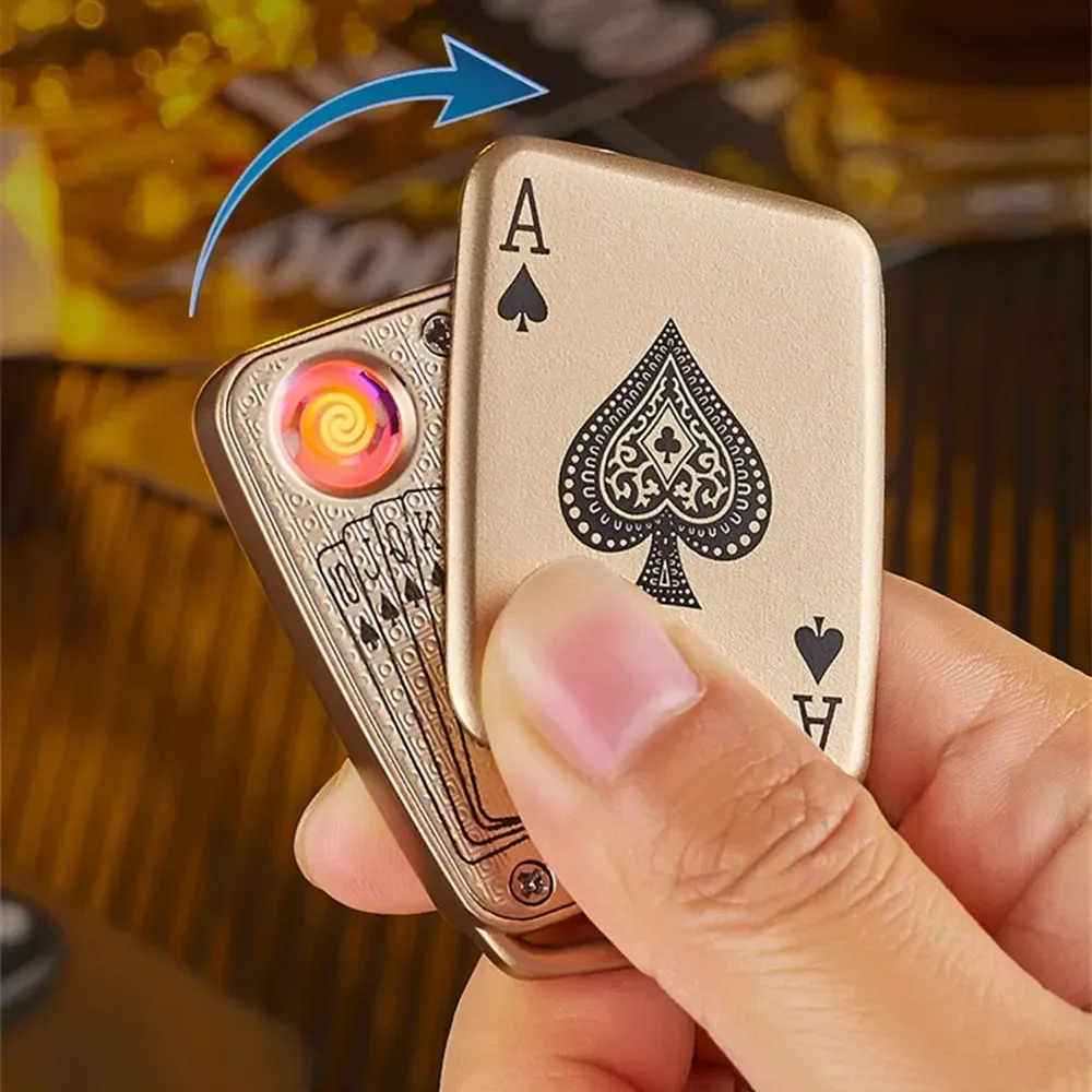 Portable Poker Electric Lighter USB Rechargeable Windproof Creative Key Ring Lighters Smoking Accessories Tools for Men's Gift
Portable Poker Electric Lighter USB Rechargeable Windproof Creative Key Ring Lighters Smoking Accessories Tools for Men's Gift
