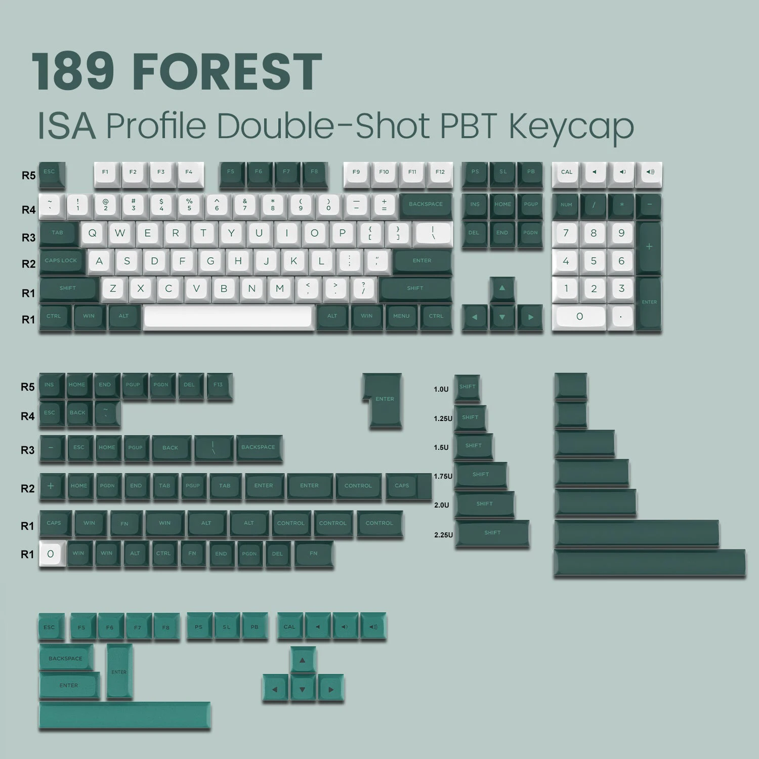 

Double Shot PBT Keycaps ISA Profile Custom Key cap 189 Key Compatible with Cherry Gateron MX Switches Gamer Mechanical Keyboards