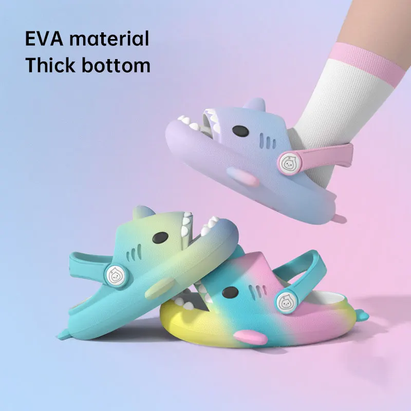 

ShoesChildrenSlippers Shark Flip Flops Soft Sole Cartoon Slipper Women Man Bathroom Sandal EVA Non-slip Children Shoes Sandals