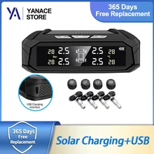 TPMS Car Tire Pressure Monitoring System Solar Charging Auto Display Temperature Alert with 4 sensor USB Parking sensors for car TPMS Car Tire Pressure Monitoring System Solar Charging Auto Display Temperature Alert with 4 sensor USB Parking sensors for car