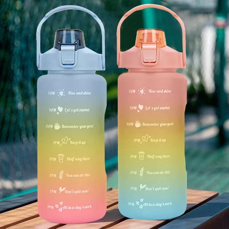 

Drinking Large-capacity Stickers Water Sports Time Marker With Leak-proof Liters Cup Frosted 2 Bottle Drinkware Outdoor