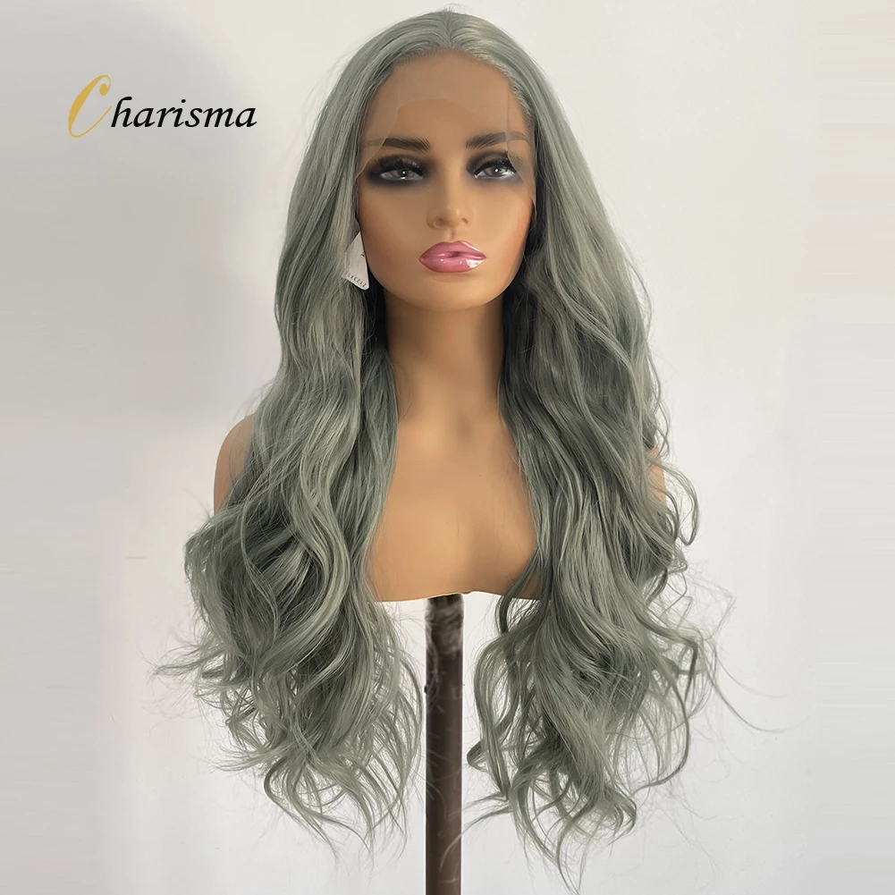 

Charisma 26 Inches Long Body Wave Synthetic Lace Front Wigs for Black Women Wavy Style Natural Hairline Frontal Wig Cosplay Wigs