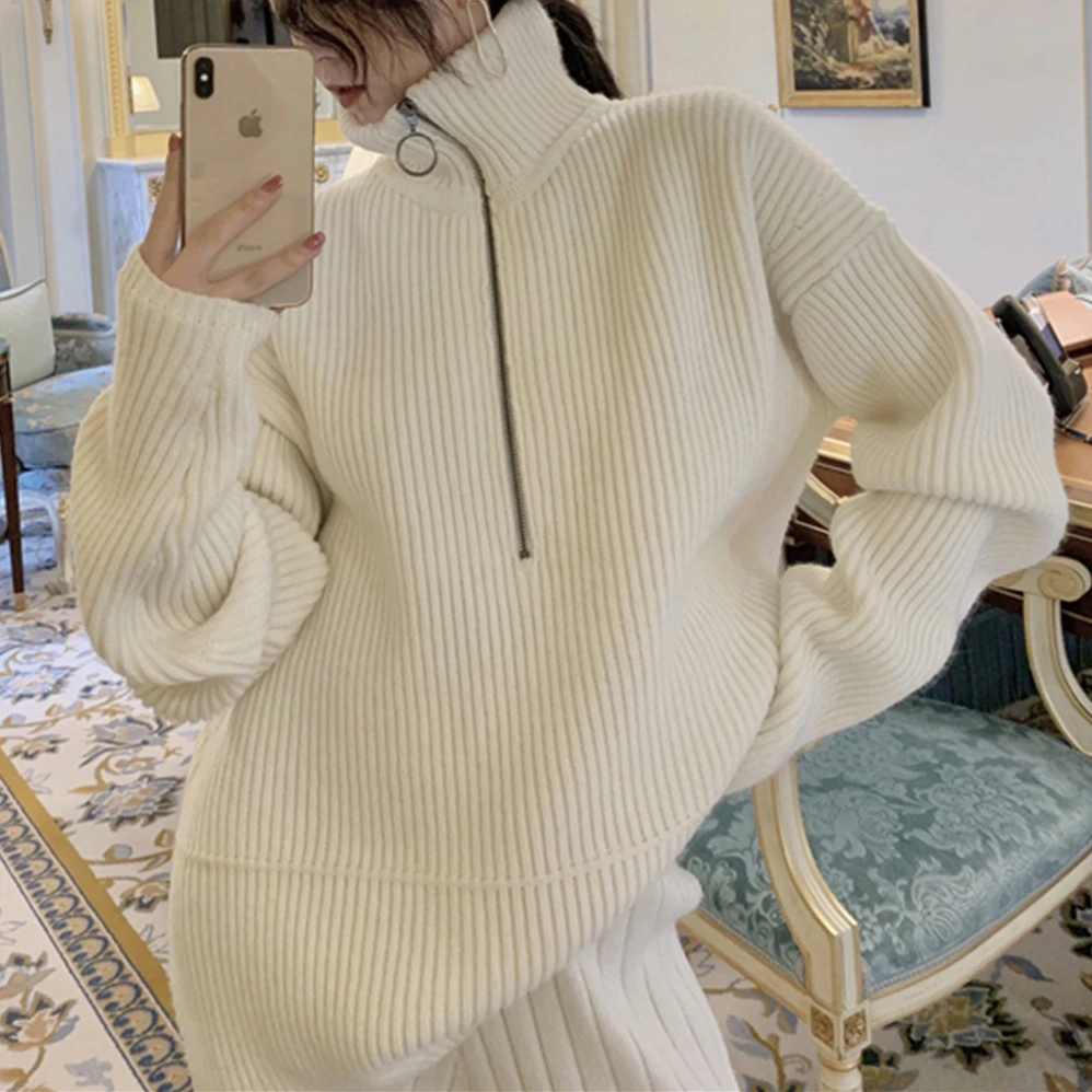 2022 Autumn And Winter Sweater Women New High Collar Zipper Knitted Pullover Loose Sweater Cozy Chic Fashionable Women's Sweater
2022 Autumn And Winter Sweater Women New High Collar Zipper Knitted Pullover Loose Sweater Cozy Chic Fashionable Women's Sweater