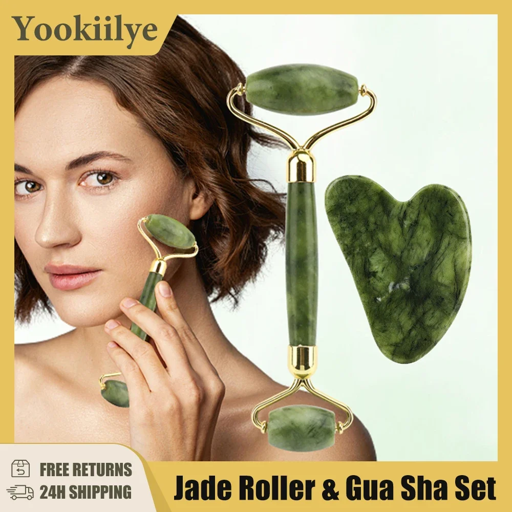 

Jade Roller Natural Stone Massage Gua Sha for Face Massager Body Facial Skin Lifting Wrinkle Remove Beauty SPA Care Tools
