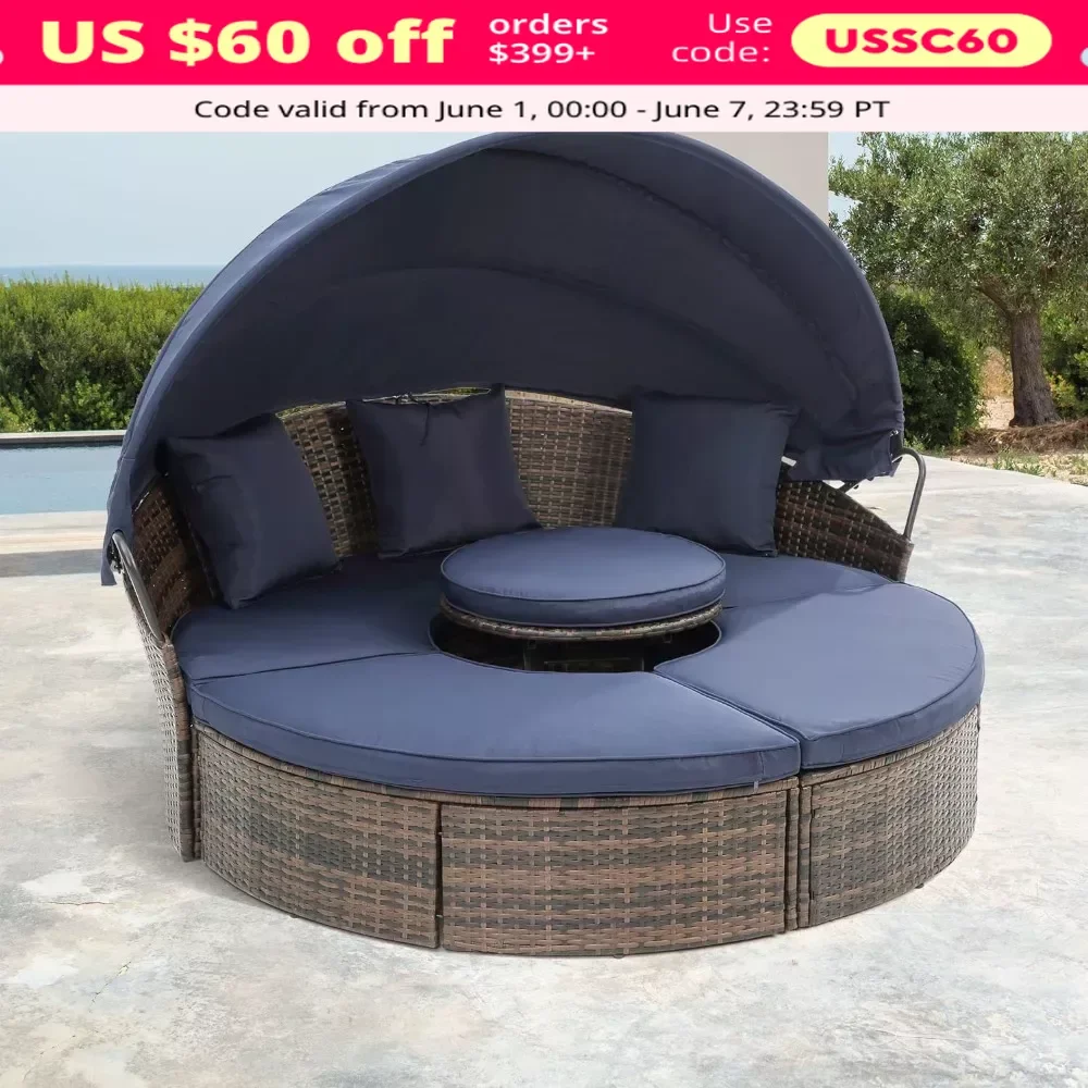 Garden Furniture Sets, Patio Daybed Sunbed, Rattan Round Lounge with Retractable Canopy, Lift Coffee Table, Furniture Sets
Garden Furniture Sets, Patio Daybed Sunbed, Rattan Round Lounge with Retractable Canopy, Lift Coffee Table, Furniture Sets