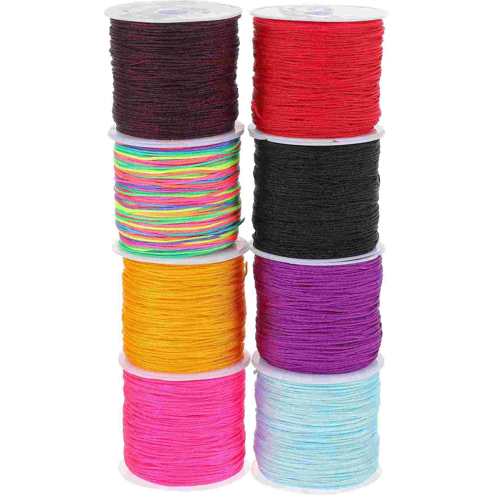 

8 Rolls Braided Rope Tatting Thread Crochet DIY Bracelet Coffee Colored Knitting Yarn for Crocheting Macrame Cord Chunky