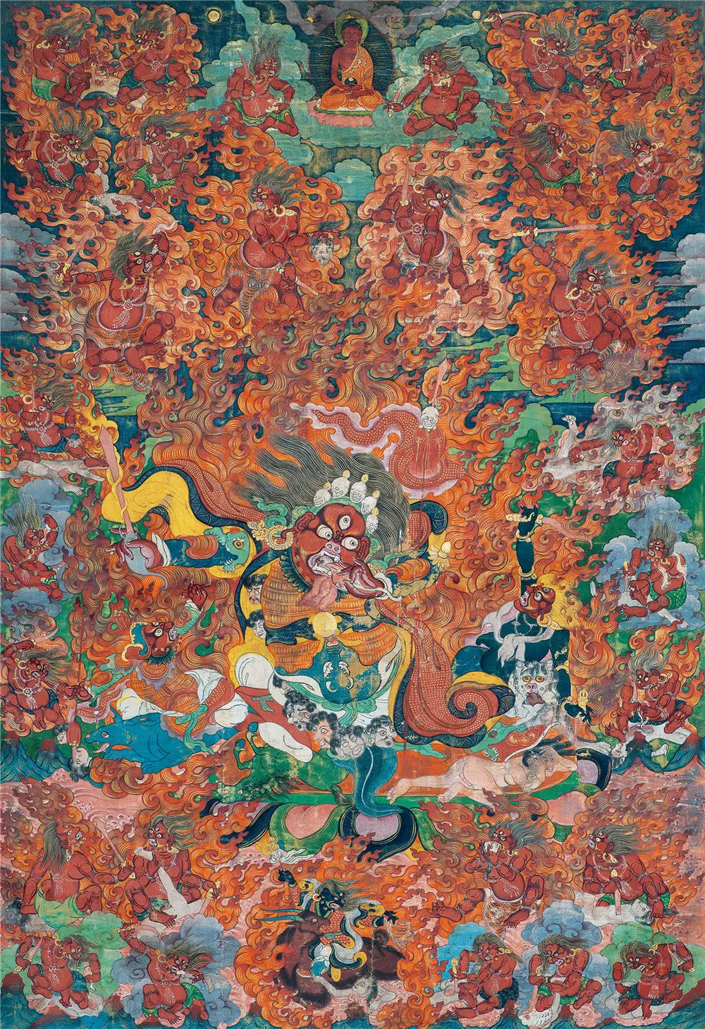 Begtse Chen Thangka,Gandhanra Tibetan Buddhist Thangka Art,Giclee Printed and Hand Framed,47" × 32"
Begtse Chen Thangka,Gandhanra Tibetan Buddhist Thangka Art,Giclee Printed and Hand Framed,47" × 32"