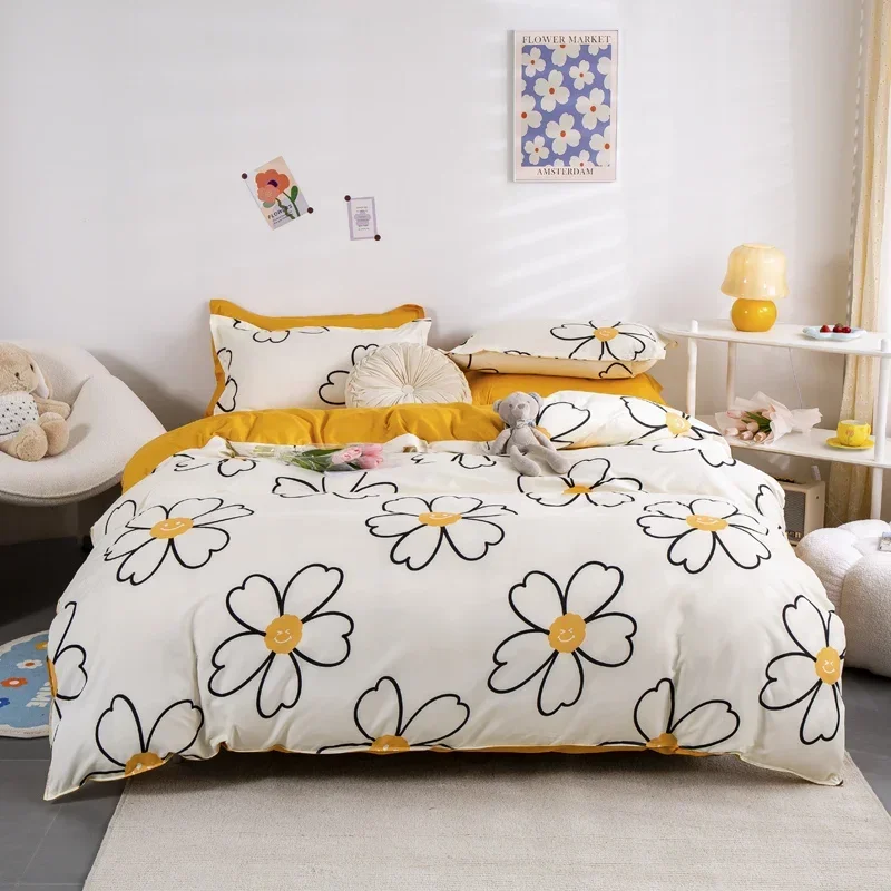 Floral Print Brushed Home Bedding Set Simple Fresh Comfortable Duvet Cover Set with Sheet Comforter Covers Pillowcases Bed Linen
Floral Print Brushed Home Bedding Set Simple Fresh Comfortable Duvet Cover Set with Sheet Comforter Covers Pillowcases Bed Linen