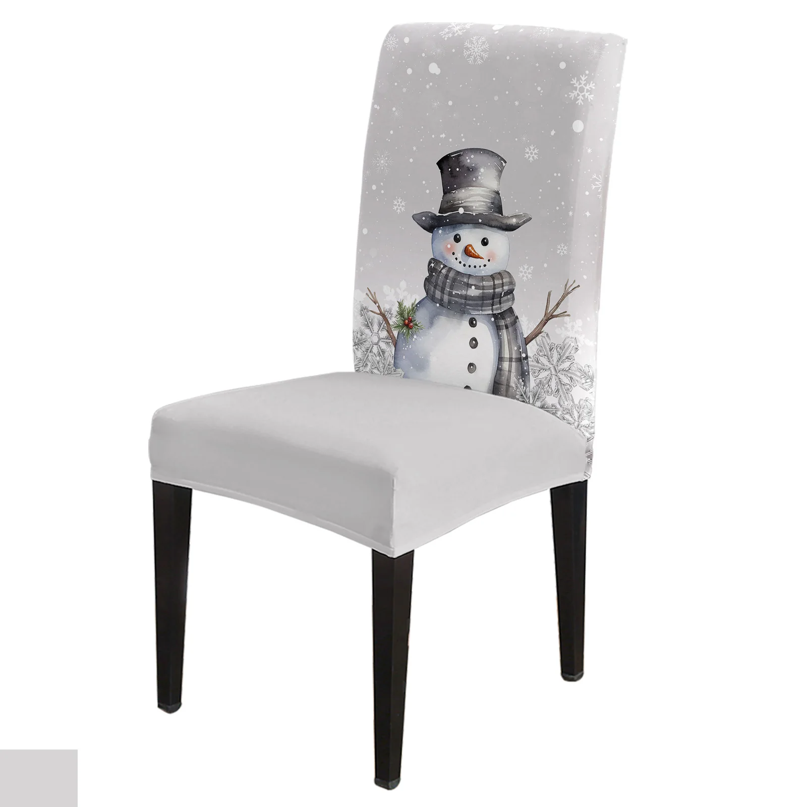 

Christmas Snowflake Snowman Chair Cover Spandex Elastic Dining Chair Slipcover Wedding Festival Stretchy Seat Cover