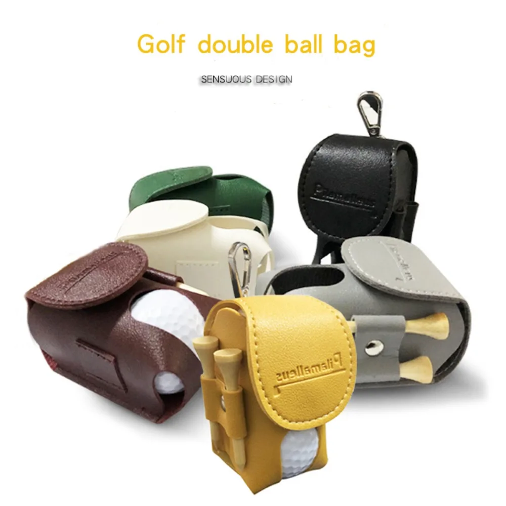 

1 шт. с металлической пряжкой, аксессуары для игры в гольф с двумя тройниками, сумка для хранения мячей, сумки для мячей для гольфа, поясная сумка, держатель для мяча для гольфа