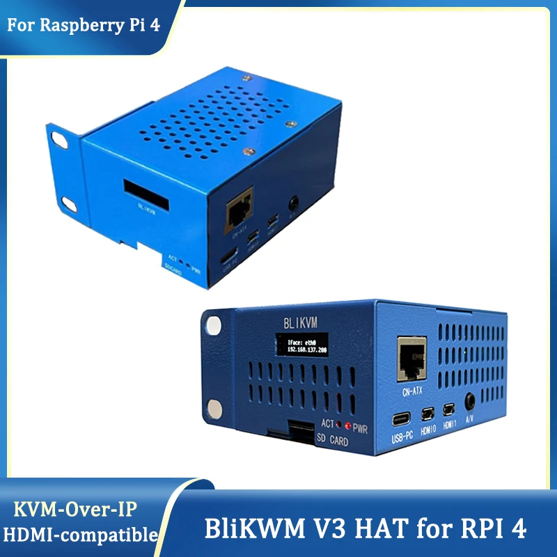 

BLIKVM HAT Server O & M Hdmicsi Remote Control KVM Remote Control Pikvm O & M Overip for Raspberry Pi 4