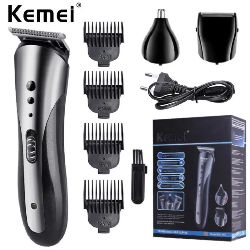 KM-1407 3-in-1 Multifunctional Man Hair Trimmer Rechargeable Professional Hair Clipper Electric Beard Shaver Nose Hair Trimmer
KM-1407 3-in-1 Multifunctional Man Hair Trimmer Rechargeable Professional Hair Clipper Electric Beard Shaver Nose Hair Trimmer