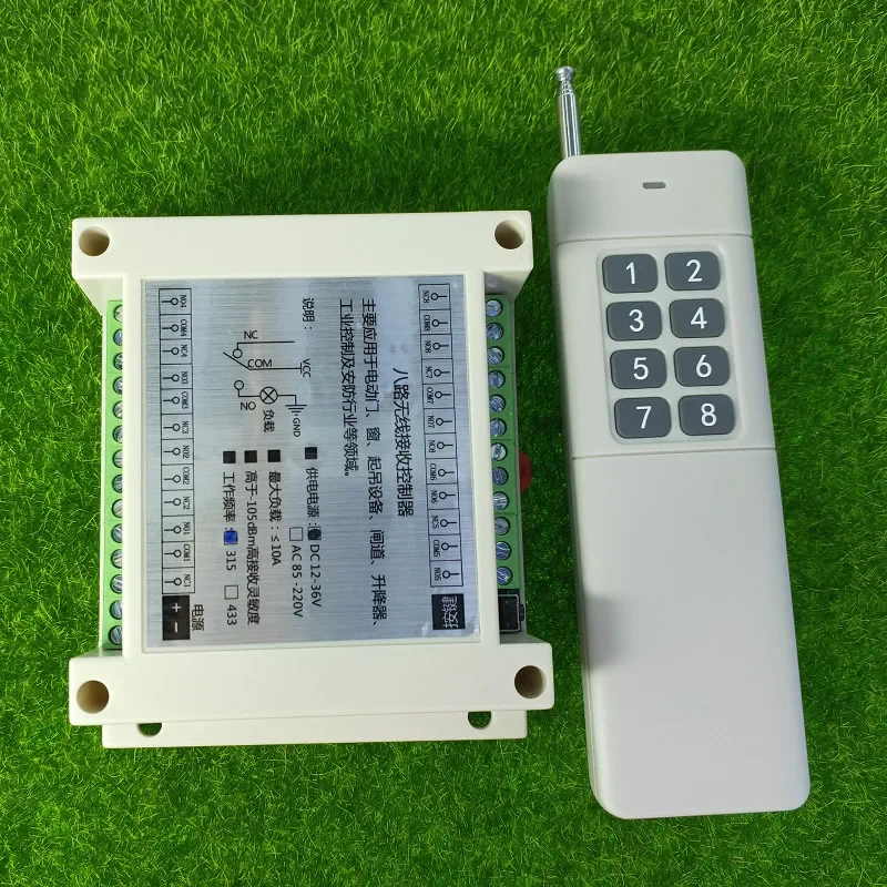 

DC 12V 24V 36V 8 CH RF Wireless Remote Control Switch Remote Control System 8CH 10A Relay Receiver +8 Button Transmitter