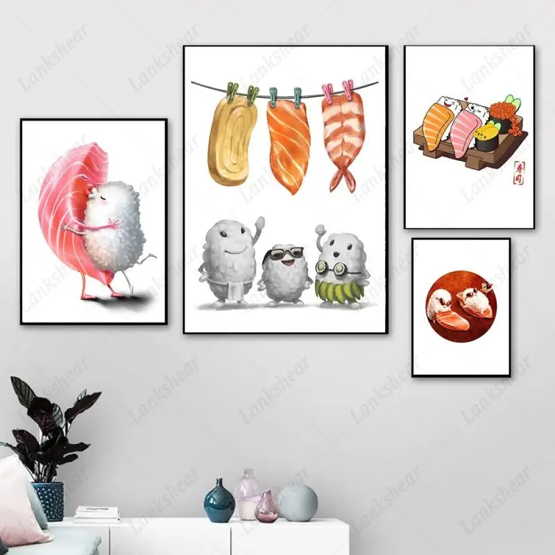 Cute and Funny Canvas Painting Japanese Sushi Dance with Modular Pictures of Fruits and Animals Home Decoration Quality Posters
Cute and Funny Canvas Painting Japanese Sushi Dance with Modular Pictures of Fruits and Animals Home Decoration Quality Posters