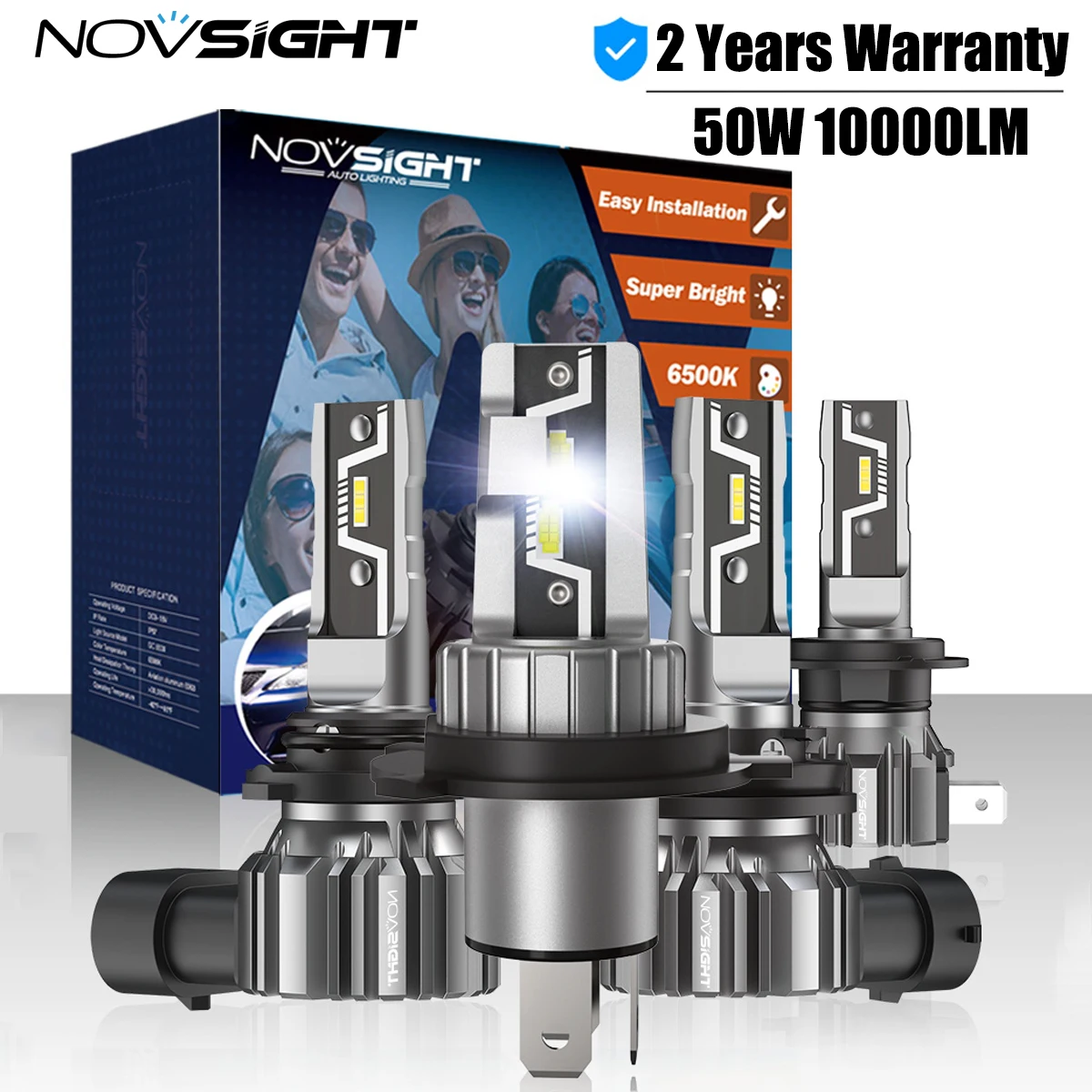 

NOVSIGHT H7 LED Headlight H4 H11 H8 H9 H1 9005 HB3 9006 HB4 880 881 Mini Size Car Headlight Bulbs 50W 10000LM 6500K Fog Lamp