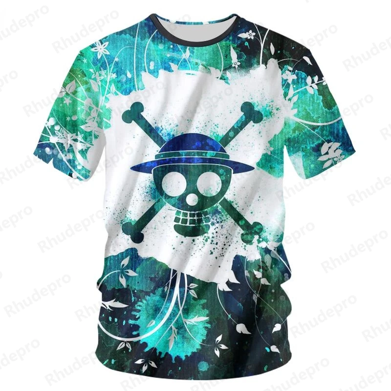 

2024 Summer Top T-shirt Unisex One Piece Cool Print 3D Skeleton T-shirt Men's Fun One Piece Anime O-neck Short Sleeved Casual