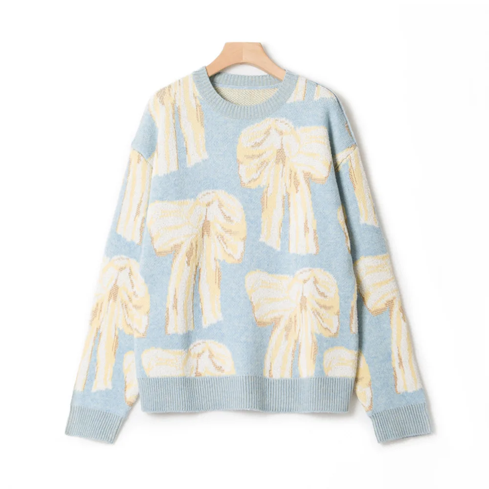 2023 New Women and Men Bow Pattern Knitted Sweater Fashion Loose Long Sleeve Unisex Knitwear Trended Couple Pullover Top
2023 New Women and Men Bow Pattern Knitted Sweater Fashion Loose Long Sleeve Unisex Knitwear Trended Couple Pullover Top