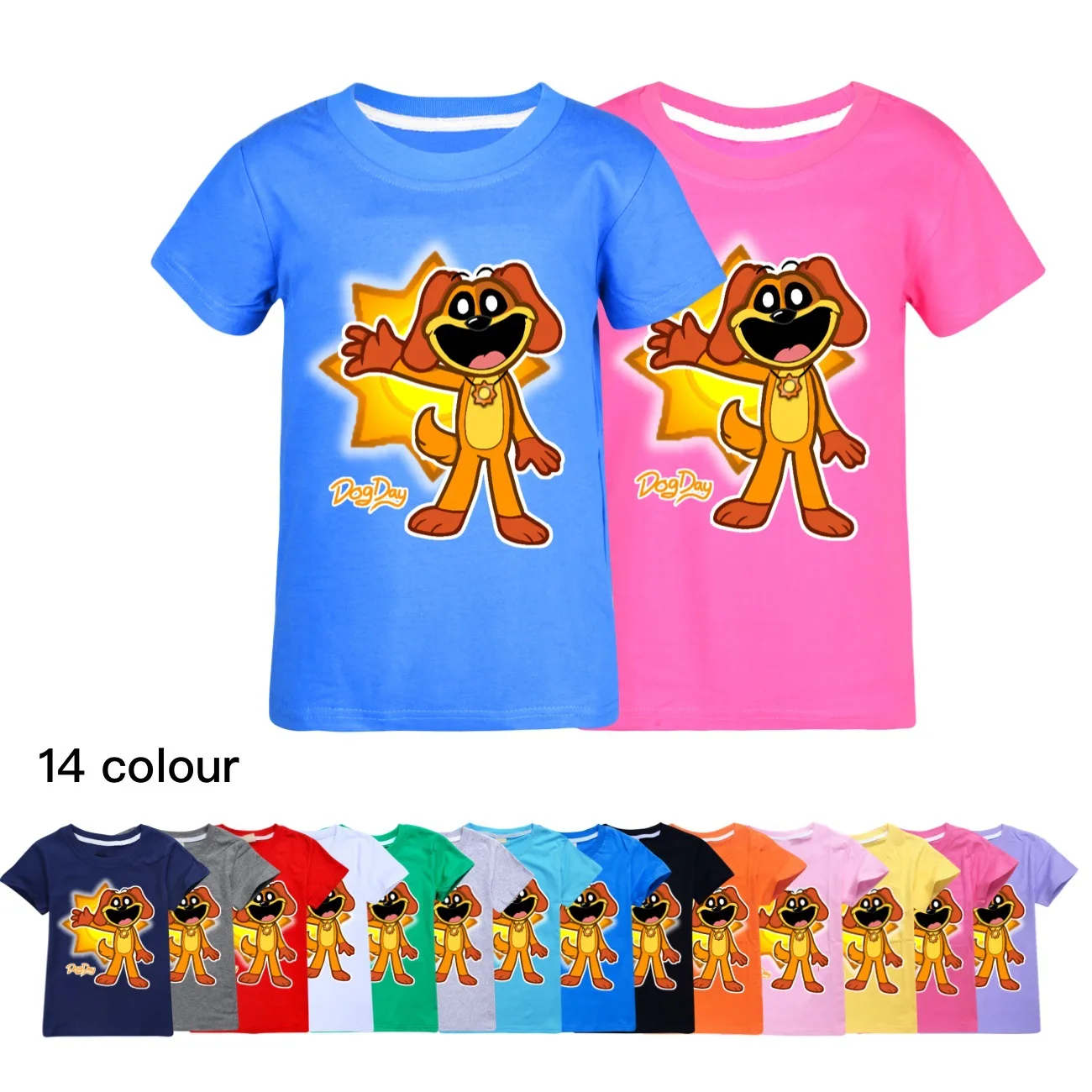 

2024 New Game Smiling Critters Tshirts Kids Summer Clothes Boys Cat Nap T-shirt Baby Girls Short Sleeve Tops Children's Clothing