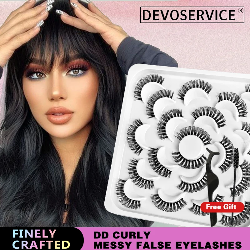 

DEVOSERVICE 10 Pairs Faux Mink Lashes 3D Volume Curly Fake Eyelashes Fluffy Dramatic Eyelash Makeup Long Thick Eyelash Wholesale