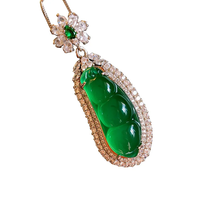 100% Natural Handmade blessing bean pendant inlaid with green jade, green bean Pendant Necklace
100% Natural Handmade blessing bean pendant inlaid with green jade, green bean Pendant Necklace