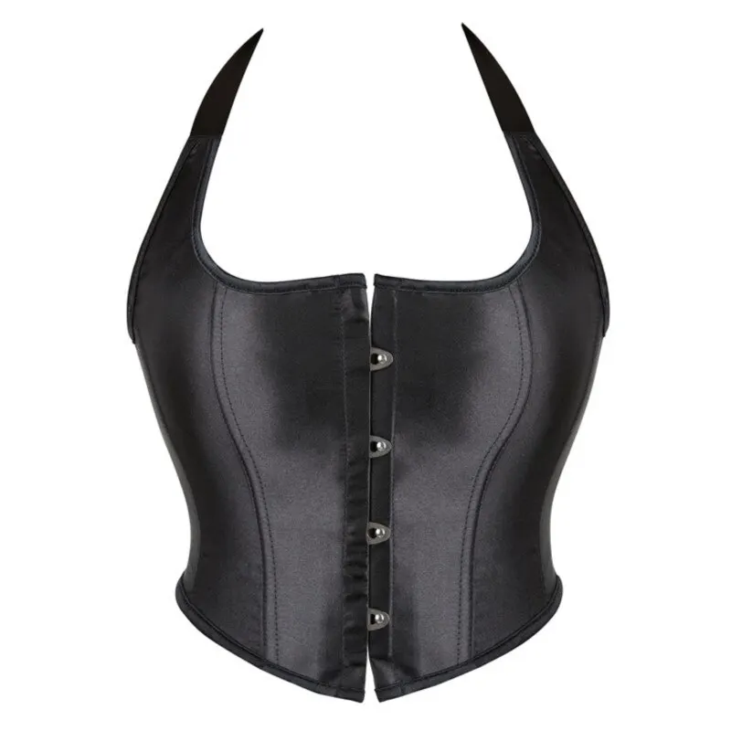 

Women Sexy Wrapping Chest Corset Black Bandeau Strap Sleeveless Backless Crop Top Sheath Nightclub Lace-up Button Bustier Summer