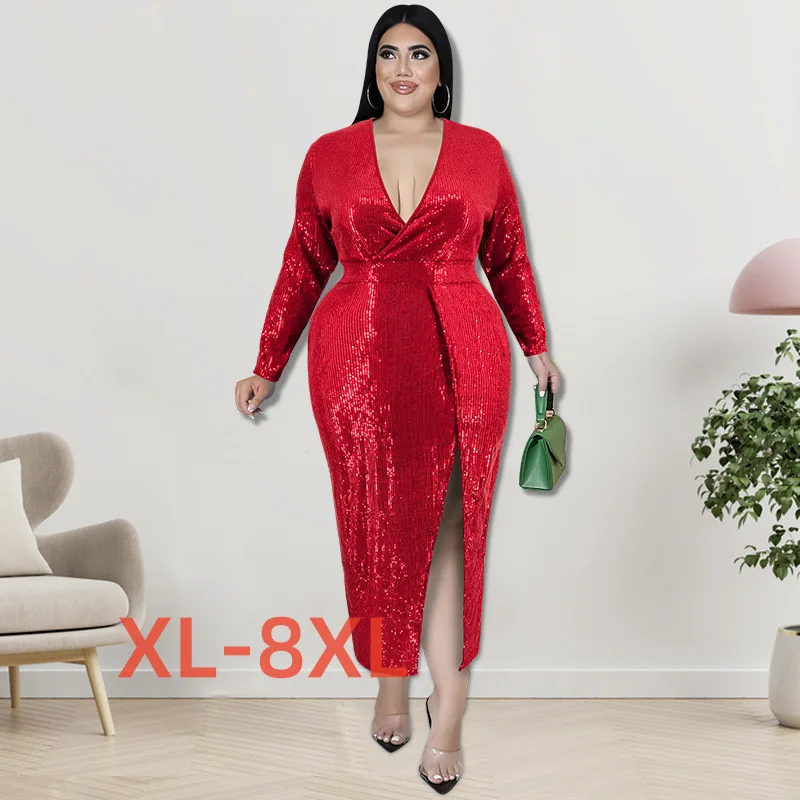 Plus Size 4xl 5xl 6xl 7xl 8xl Large Autumn Women's Velvet Embroidered Evening Beaded Dress for Party
Plus Size 4xl 5xl 6xl 7xl 8xl Large Autumn Women's Velvet Embroidered Evening Beaded Dress for Party