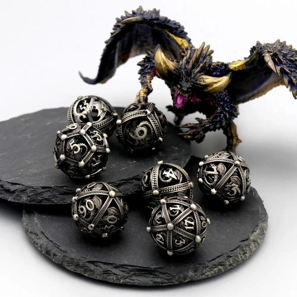 7Pcs/set 7-Die Table Game DND Dice Party Game Hollow Roung Dragon Polyhedral Dice D4 D6 D8 D10 D12 D20 Metal Game Dice TRPG DND
7Pcs/set 7-Die Table Game DND Dice Party Game Hollow Roung Dragon Polyhedral Dice D4 D6 D8 D10 D12 D20 Metal Game Dice TRPG DND