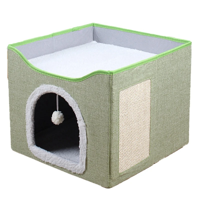 Large Cat Bed With Ball Hanging And Scratch Pad Double Layered Foldable Cat Beds For Indoor Cats Sleeping All Seasons
Large Cat Bed With Ball Hanging And Scratch Pad Double Layered Foldable Cat Beds For Indoor Cats Sleeping All Seasons