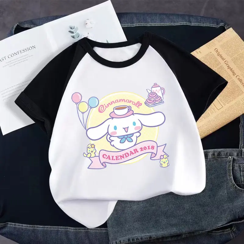 

Sanrio Kawaii аниме Cinnamoroll My Melody футболка с коротким рукавом летняя Милая мультяшная Kuromi детские топы подарок для ребенка