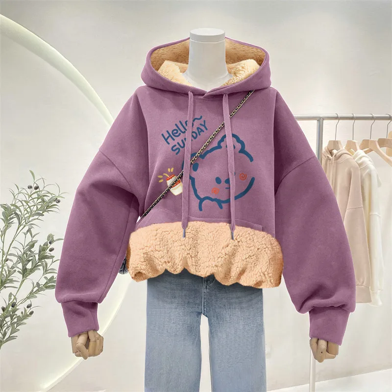 Winter Thick Warm Hoodies Plus Size Coat Velvet Cashmere Women Hoody Sweatshirt Cartoon Print Pullover Casual Oversized Hoodies
Winter Thick Warm Hoodies Plus Size Coat Velvet Cashmere Women Hoody Sweatshirt Cartoon Print Pullover Casual Oversized Hoodies