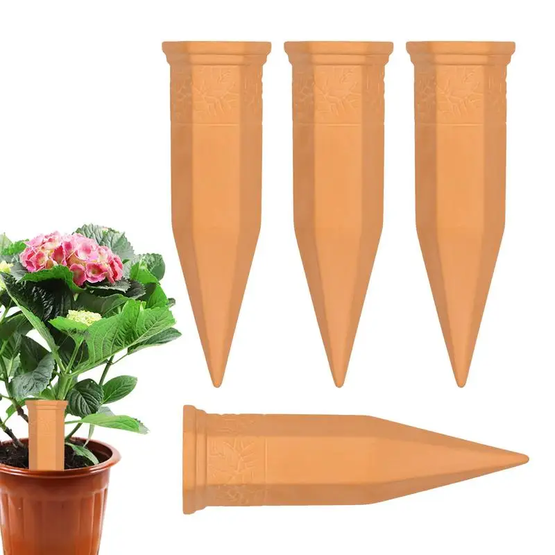 

Plant Self-Watering Stakes Terracotta Slow Release Plant Watering Spikes Auto-Water Irrigation System 4pcs Automatic Plant