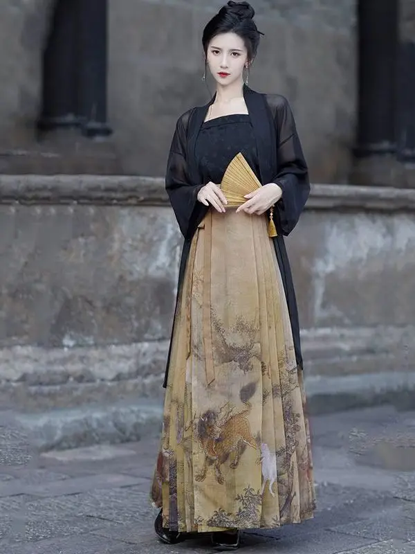 Hanfu Chinese Traditional Clothing Lady Ming Dynasty Dress Women Skirt Chinese Ink And Wash Horse Face Skirt
Hanfu Chinese Traditional Clothing Lady Ming Dynasty Dress Women Skirt Chinese Ink And Wash Horse Face Skirt