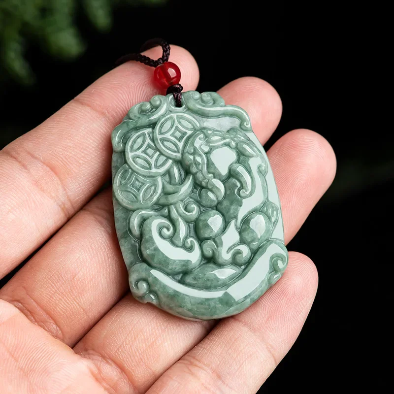 

Burmese Jade Pixiu Pendant Green Designer Man Emerald Choker Natural Necklace Jadeite Pendants Amulet Carved Jewelry Stone