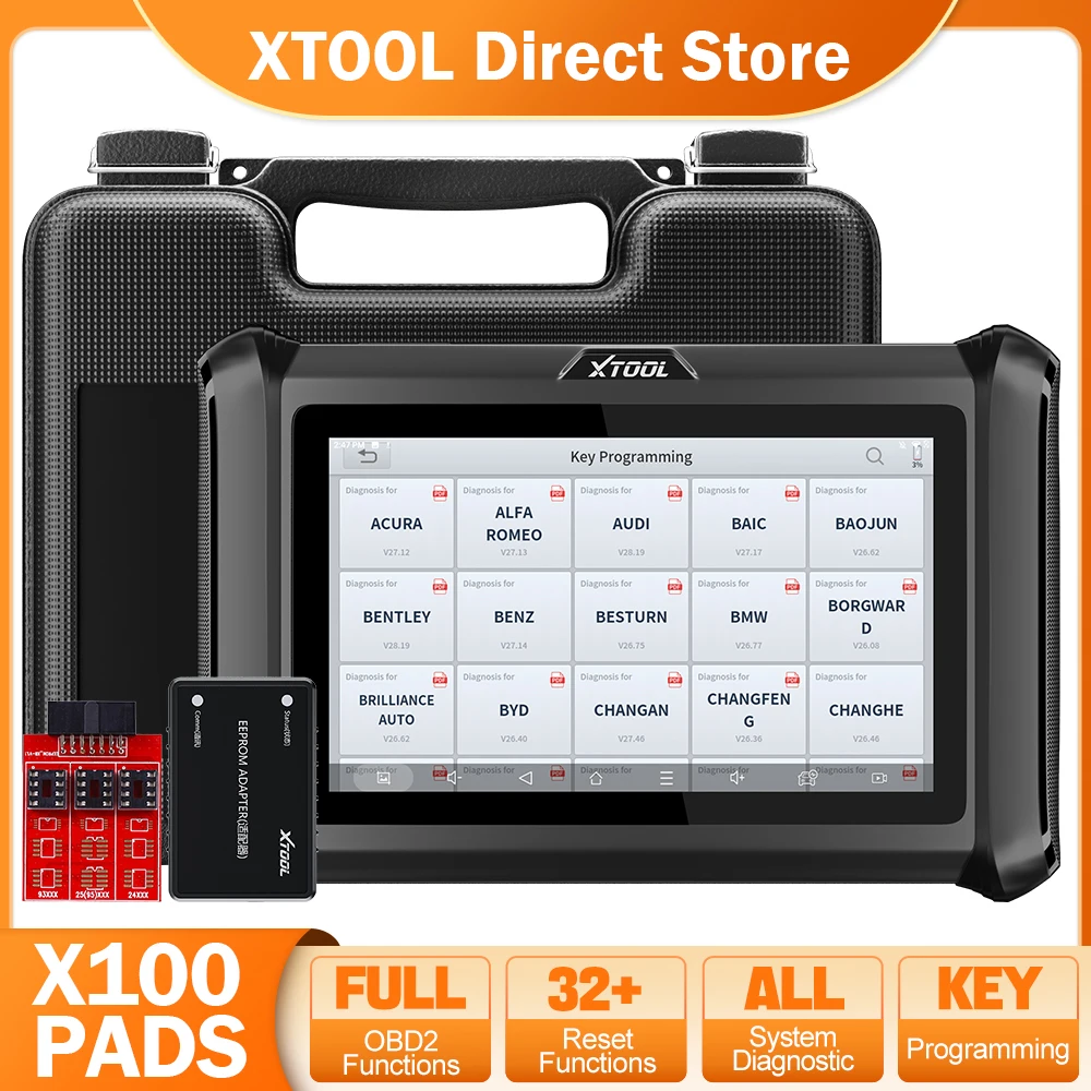 Автомобильный диагностический сканер XTOOL X100, инструмент для программирования ключей, иммобилайзер, полная система, 32 + сброс, OBD2, Android 10, CANFD/DoIP
Автомобильный диагностический сканер XTOOL X100, инструмент для программирования ключей, иммобилайзер, полная система, 32 + сброс, OBD2, Android 10, CANFD/DoIP