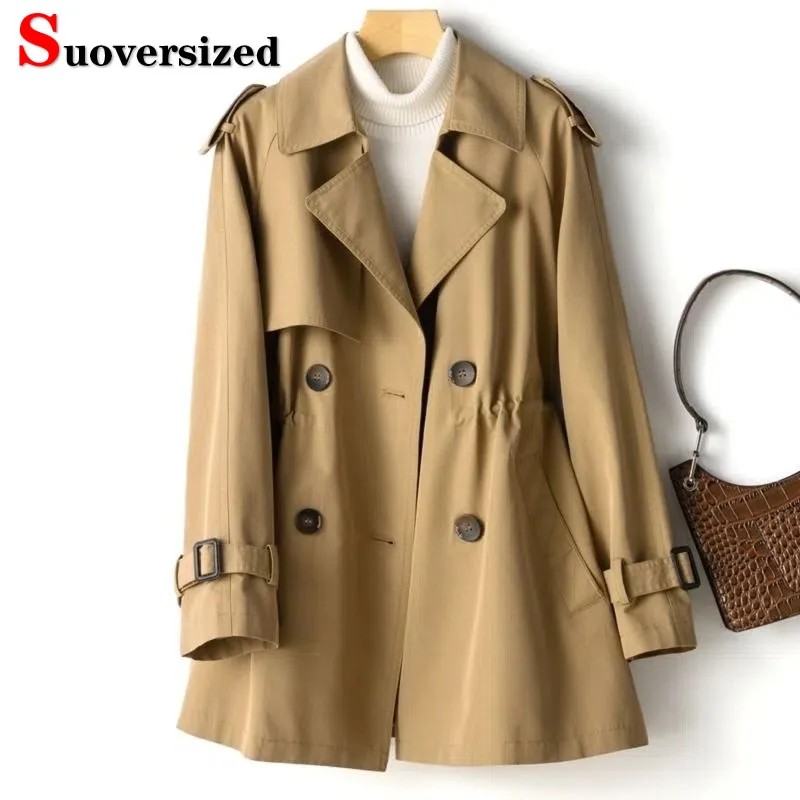 

Classic Long Khaki Double Breasted Trench Jacket Casual Women Windbreake Fashion Korean Gabardina Spring Streetwear Women's Coat