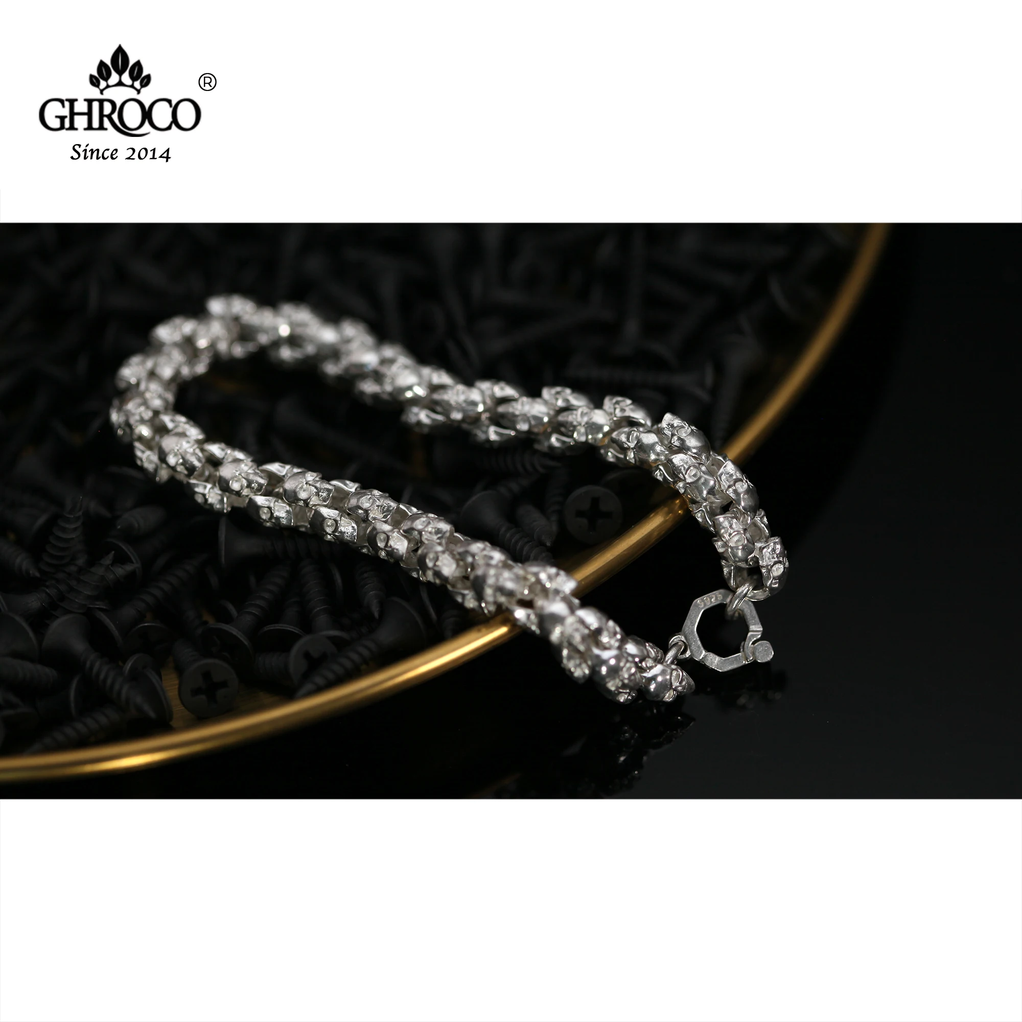GHROCO S925 Tibetan Silver Men's Skull Bracelet, Trendy, Fashion,Hip-Hop, Punk, Rock Style for Motorcycle Rider & Music Party
GHROCO S925 Tibetan Silver Men's Skull Bracelet, Trendy, Fashion,Hip-Hop, Punk, Rock Style for Motorcycle Rider & Music Party