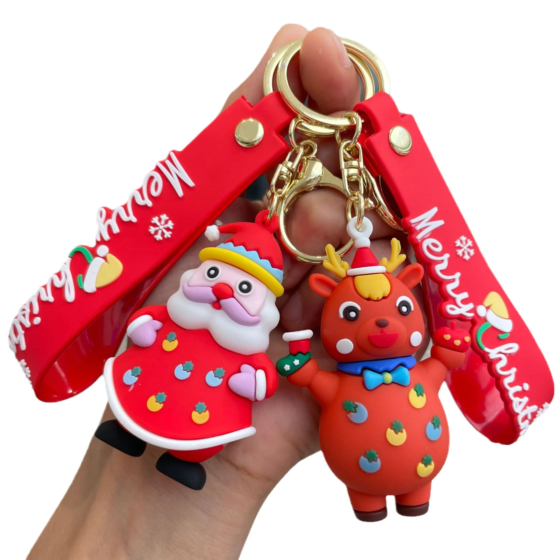 

Snowman Christmas Tree Keychain Elk Deer Santa Claus Keyring Xmas Jewelry Festive Holiday Supplies Backpack Bag Pendant New