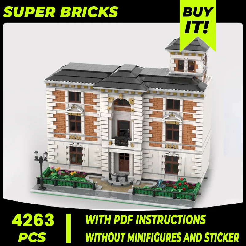 

Moc Building Blocks Street View Model Urban Mansion Technical Bricks DIY Assembly Construction Toys For Child Holiday Gifts