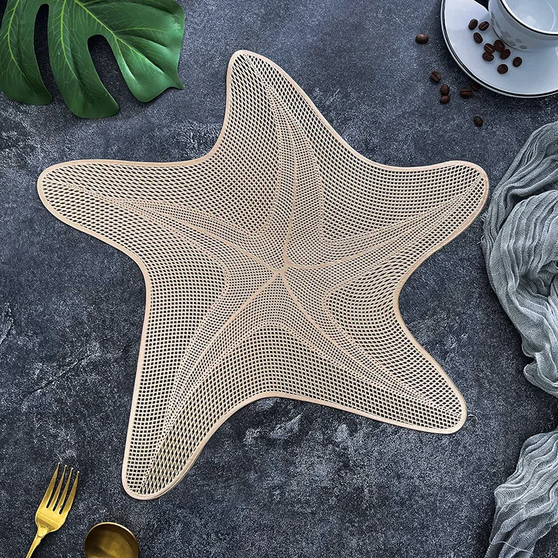 

6/4Pieces Creative Starfish Placemats Hollow Out Anti Scald Insulation Coaster Dining Table Decor Household Plate Mat Bowl Pad