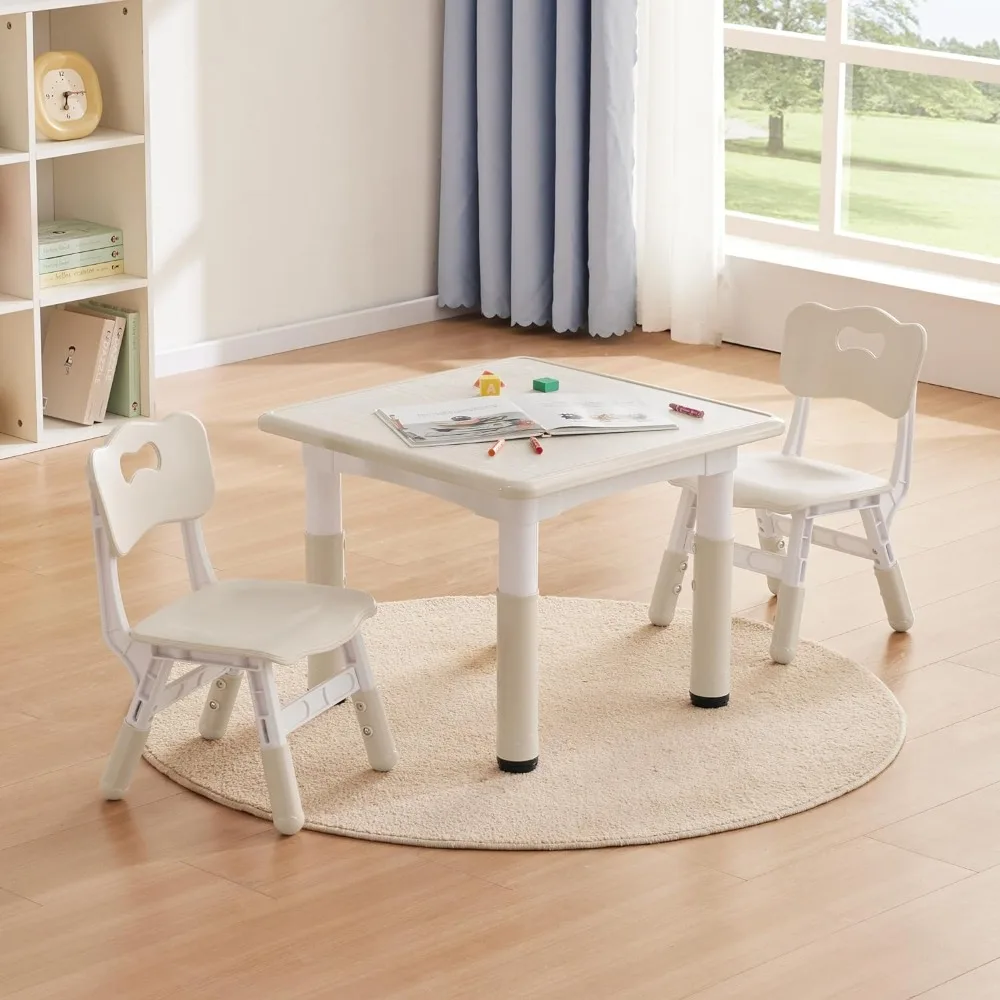 Kids Study Table and Chairs Set, Height Adjustable Toddler Table and Chair Set for Kids Ages 3-8, 23.6" L x 23.6" W
Kids Study Table and Chairs Set, Height Adjustable Toddler Table and Chair Set for Kids Ages 3-8, 23.6" L x 23.6" W