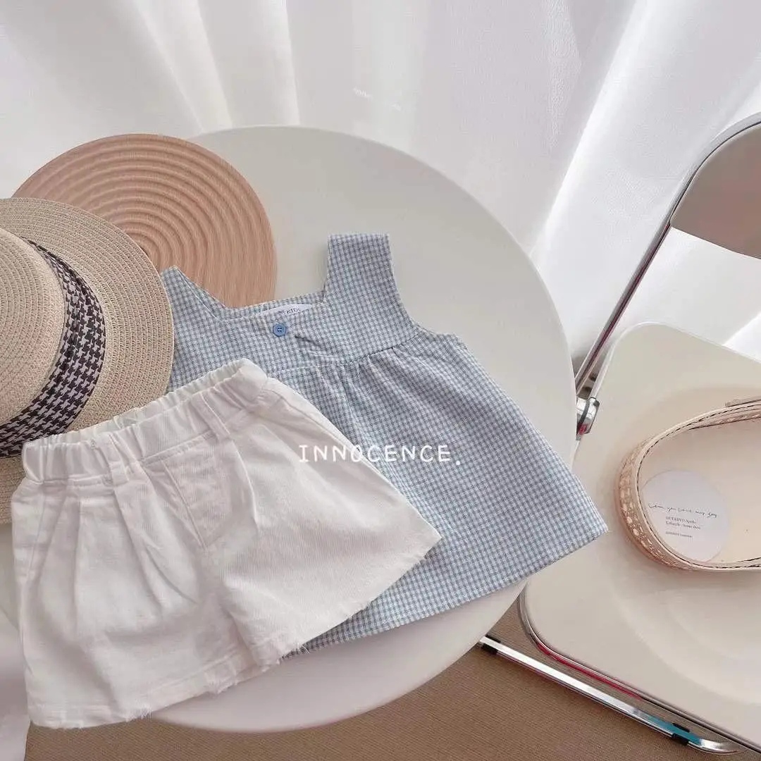 Girls Sets 2023 Summer Tops A-line Sleeveless Pullover Plaid Short Above Knee Length Solid Sweet Fashion Cool Children
Girls Sets 2023 Summer Tops A-line Sleeveless Pullover Plaid Short Above Knee Length Solid Sweet Fashion Cool Children